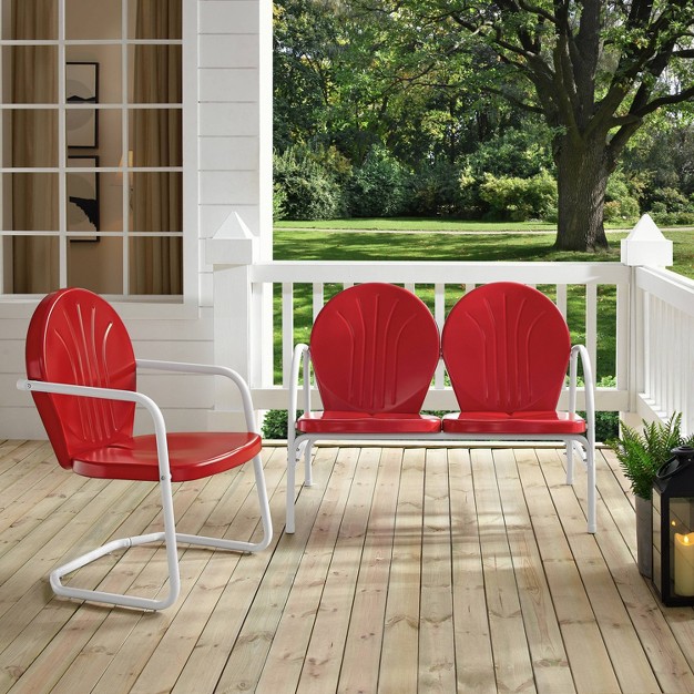 Griffith 2pc Outdoor Seating Set Bright Red Crosley