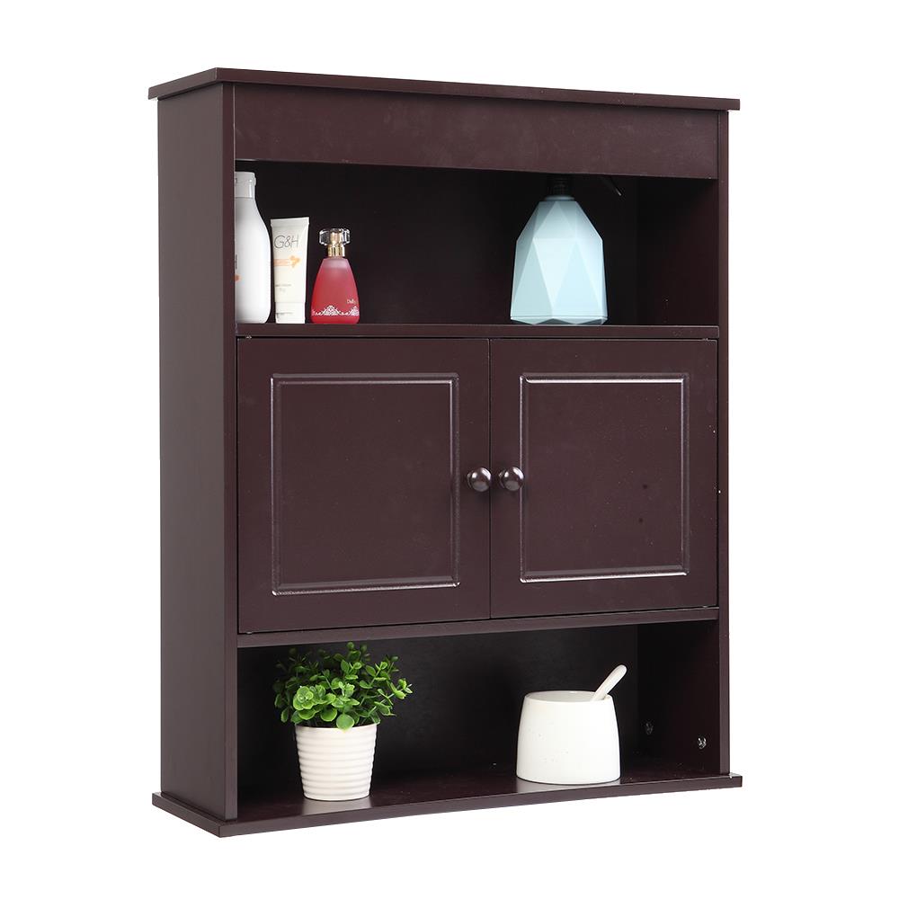 Ktaxon Wall Mounted Bathroom Storage Cabinet Medicine Cabinet with 2 Doors and Opening Shelves Storage Organizer, Dark Brown Finish