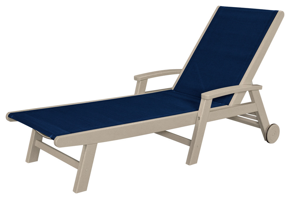 Coastal Chaise With Wheels   Contemporary   Outdoor Chaise Lounges   by POLYWOOD  Houzz