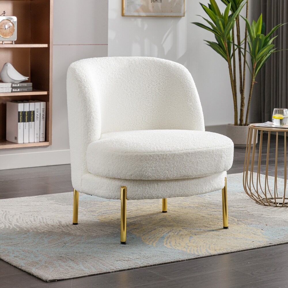 Boucle Upholstered Accent Chair With Gold Legs