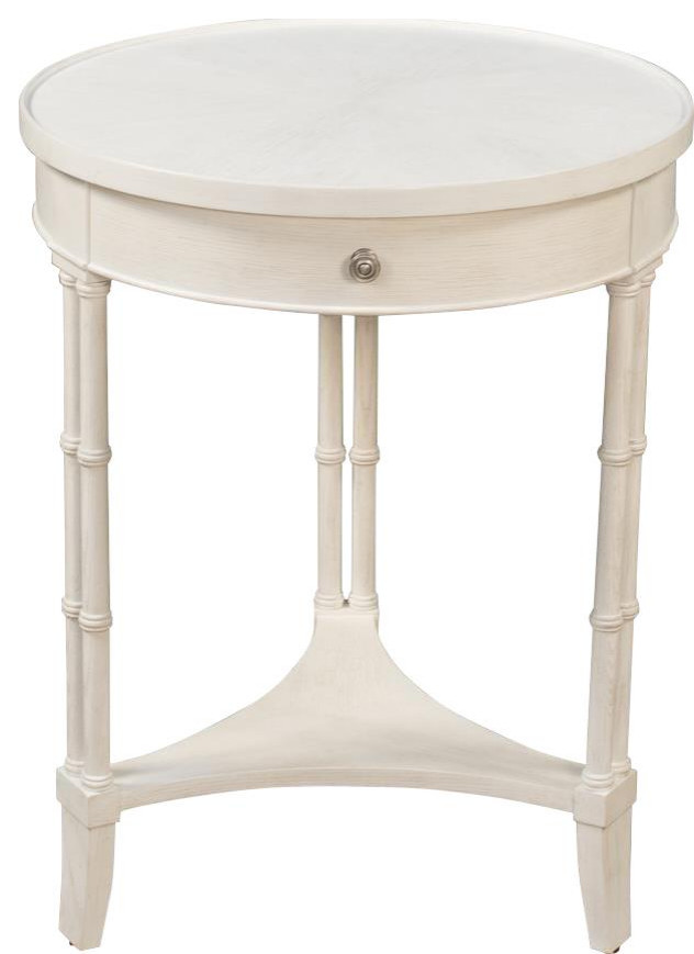 Side Table SARREID Traditional Antique Round Tripod Working White   Asian   Side Tables And End Tables   by EuroLuxHome  Houzz