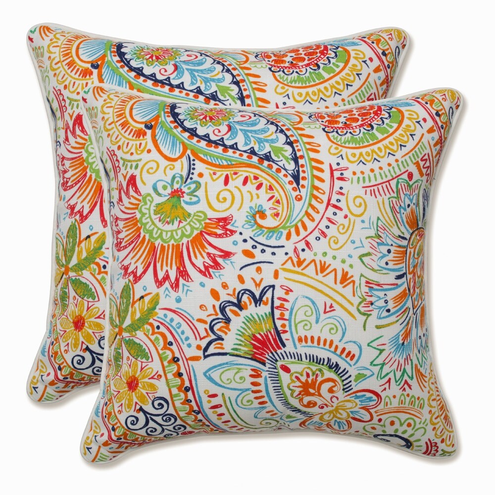 Pillow Perfect Outdoor Gilford Festival 16.5 inch Throw Pillow (Set of 2)   16.5 X 16.5 X 5   16.5 X 16.5 X 5