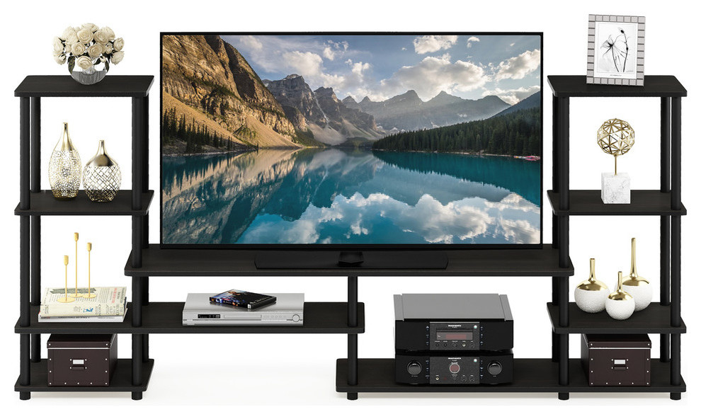 Furinno Turn N Tube Grand Entertainment Center  Black   Transitional   Entertainment Centers And Tv Stands   by Furinno  Houzz