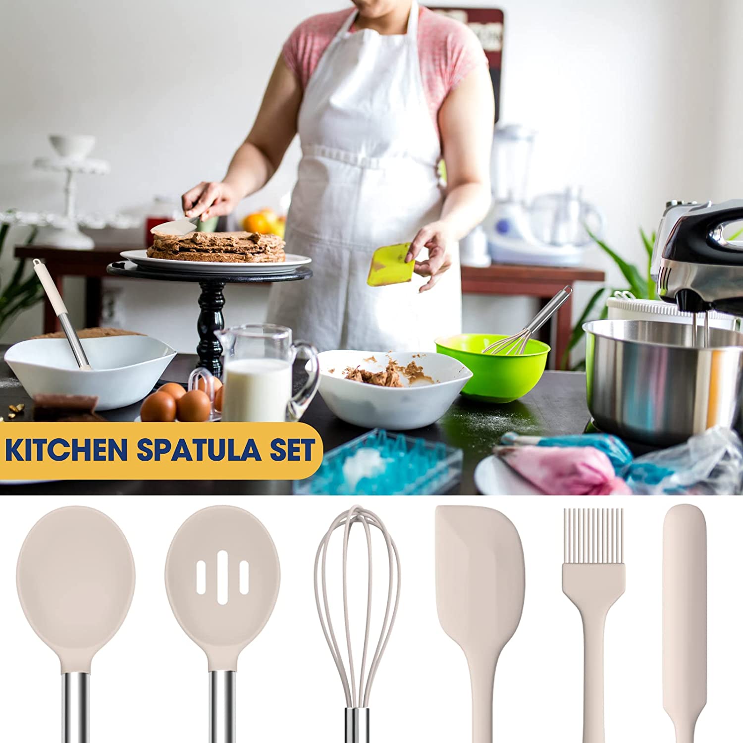 Silicone cooking utensils set