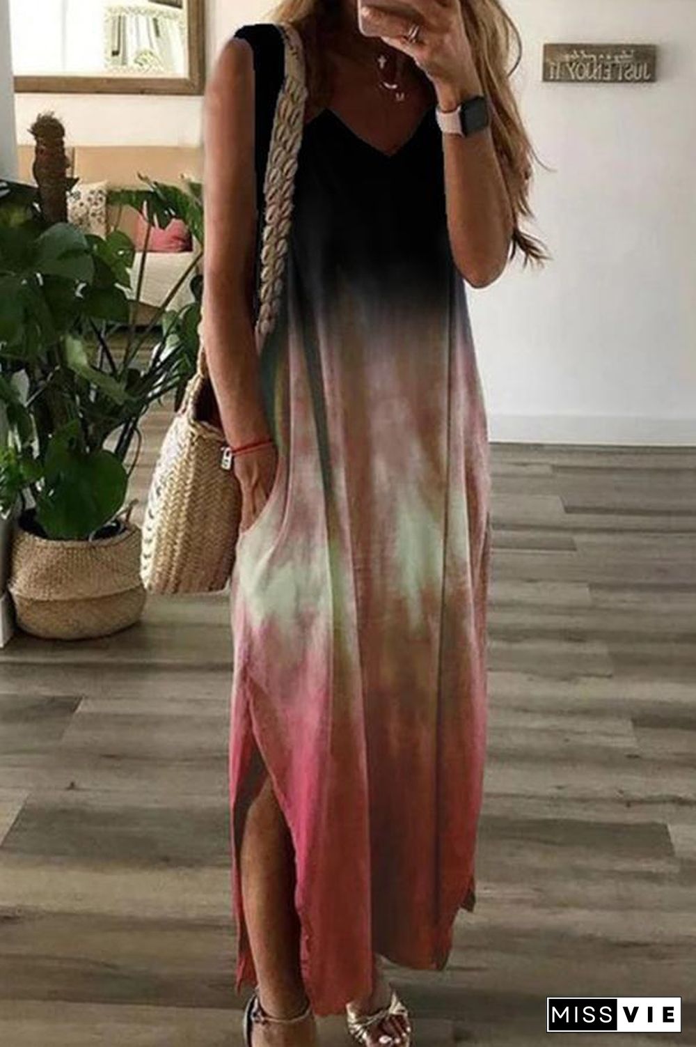 Gradient Tie-dye Sleeveless Long Maxi Dress (5 Colors) P12181