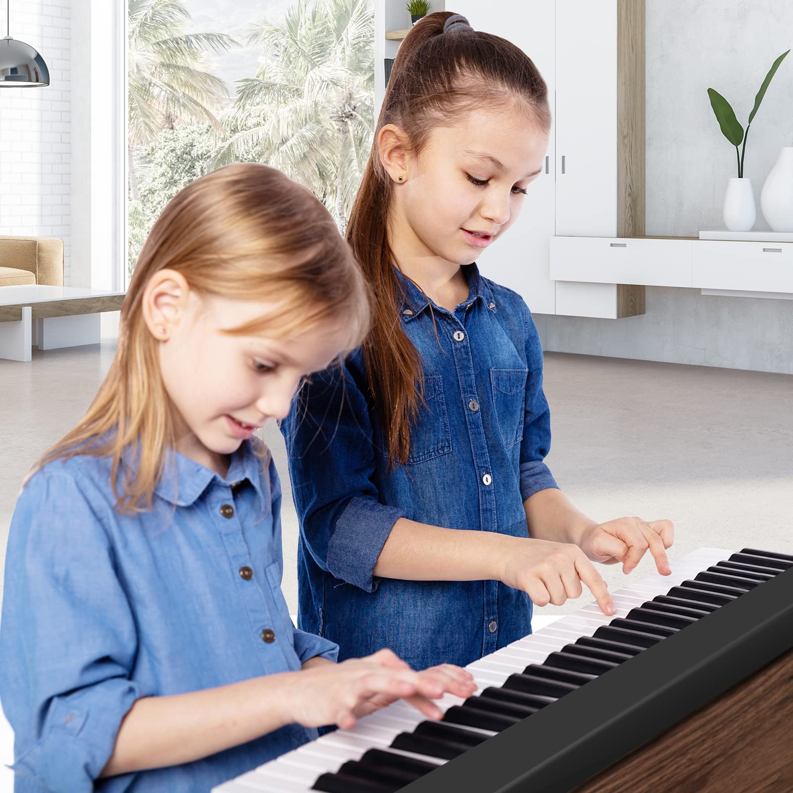 Costzon 61-Key Folding Piano Keyboard, Portable Electric Piano w/Full Size Keys (Black)