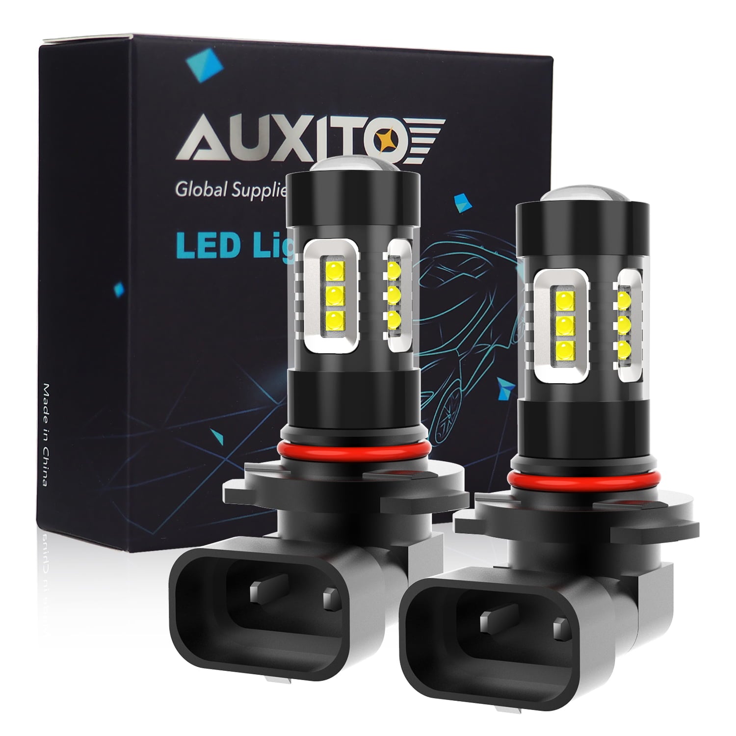 AUXITO H10 9140 9145 LED Fog Light Bulbs 1800 Lumens Bright 6500K White Replace for Fog Light or DRL， Pack of 2