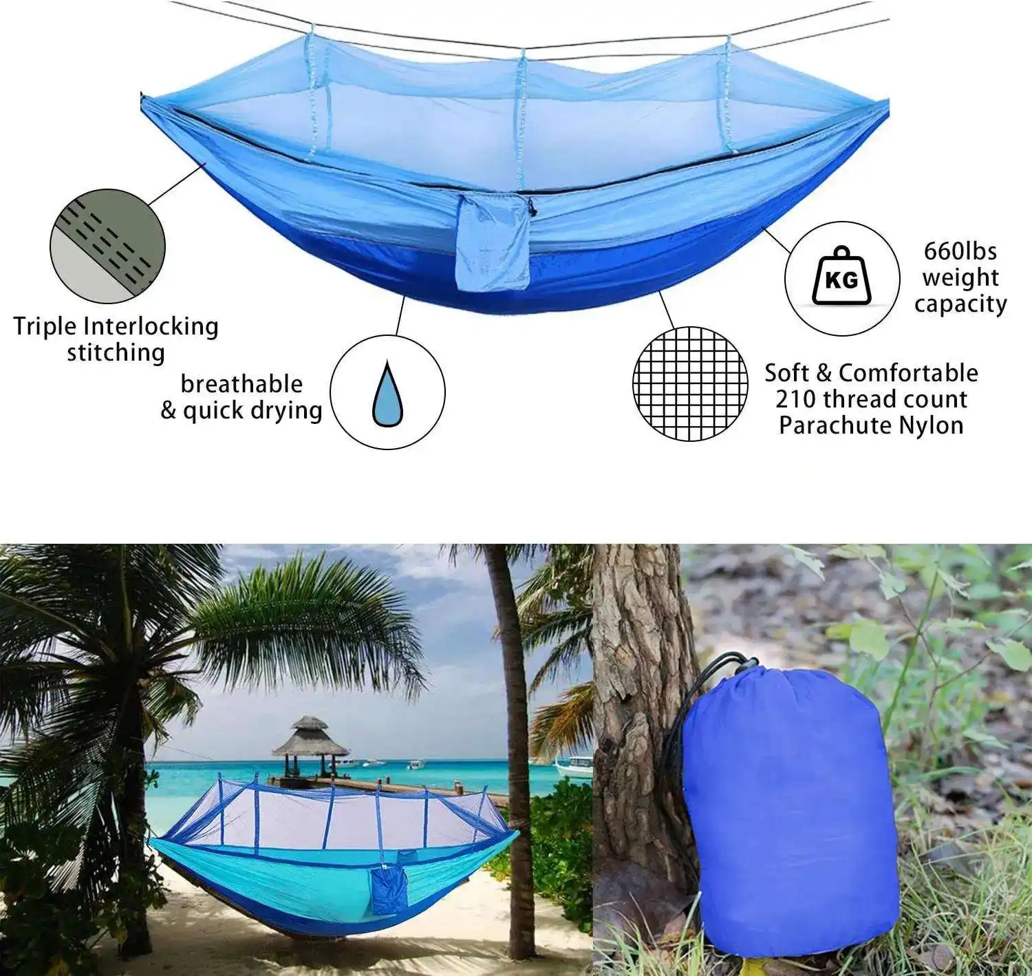 Outdoor Camping Hanging Folding Knit Hammock Backpacking Survival Or Travel Single   Double Hammock Outdoor With Mosqui