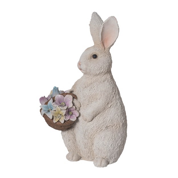 Transpac Resin 16 25 In Gray Easter Light Up Bunny With Flowers