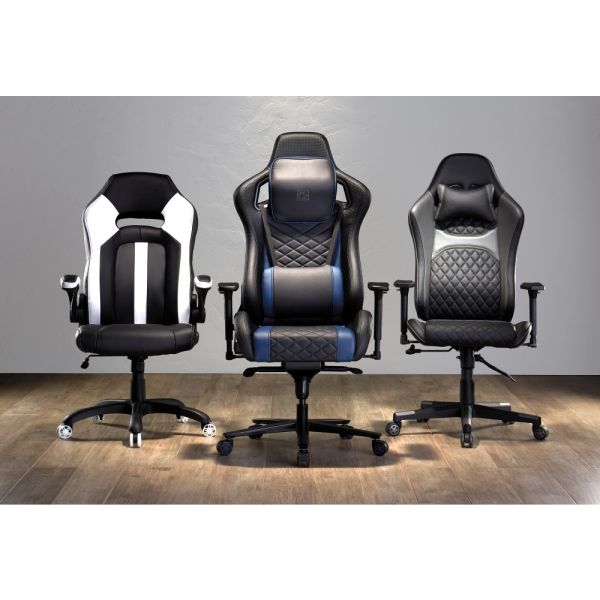 RS Gaming DRG High-Back Gaming Chair， Black/Gray