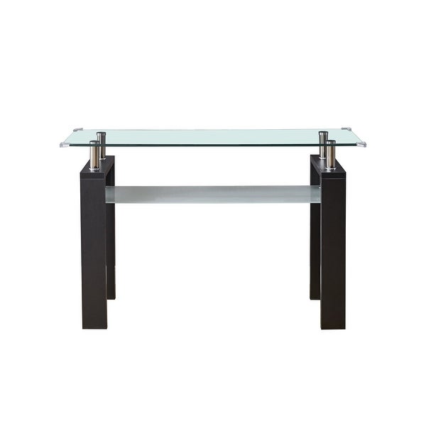 Black MDF Console Table; Tempered Glass Top，Foyer Sofa Table Narrow for Entryway， Living Room， Hallway - 47.2