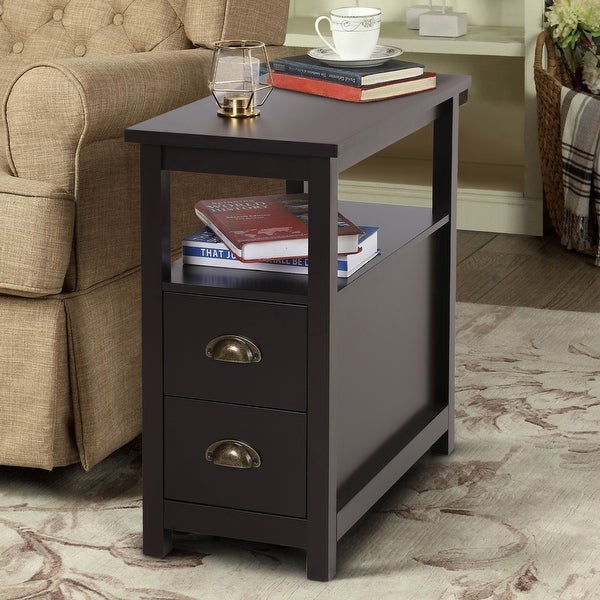 Sophia and William End Table with 2 Storage Drawers and Open Shelf