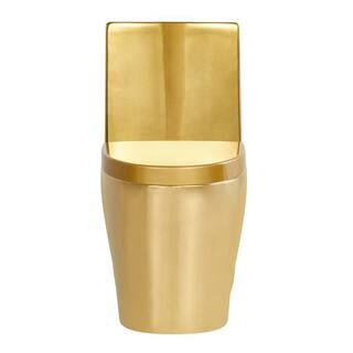 FINE FIXTURES Ultraluxe 12 in. Rough-In 1-Piece 11.6 GPF Dual Flush Elongated Toilet in Shiny Gold Seat Included MOTB7GO-O