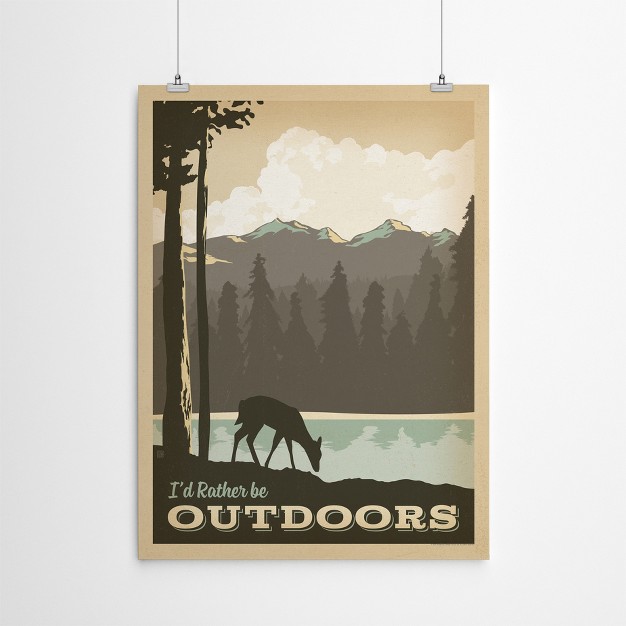 Americanflat Vintage Botanical Lake Id Rather Be Outdoors By Anderson Design Group Poster