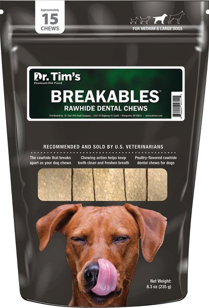 Dr. Tim's Breakables Medium and Large Dog Dental Chews， 15 count