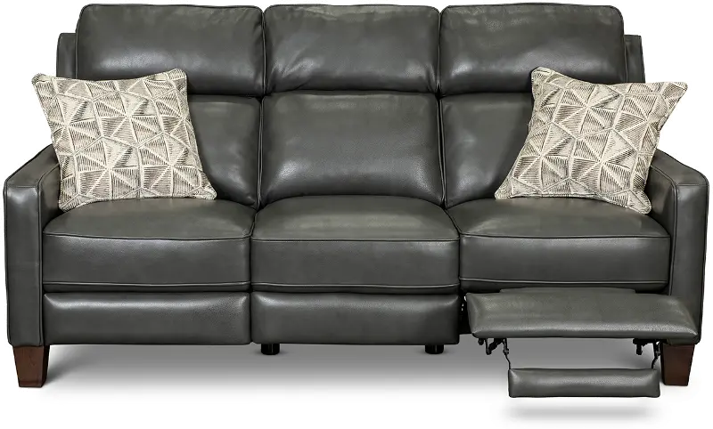 Madrid Smoke Dark Gray Leather Power Reclining Sofa