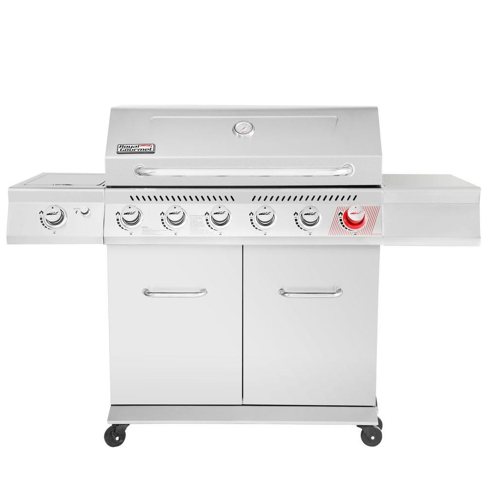 Royal Gourmet 6Burner Propane Gas Grill in Stainless Steel with Sear Burner and Side Burner