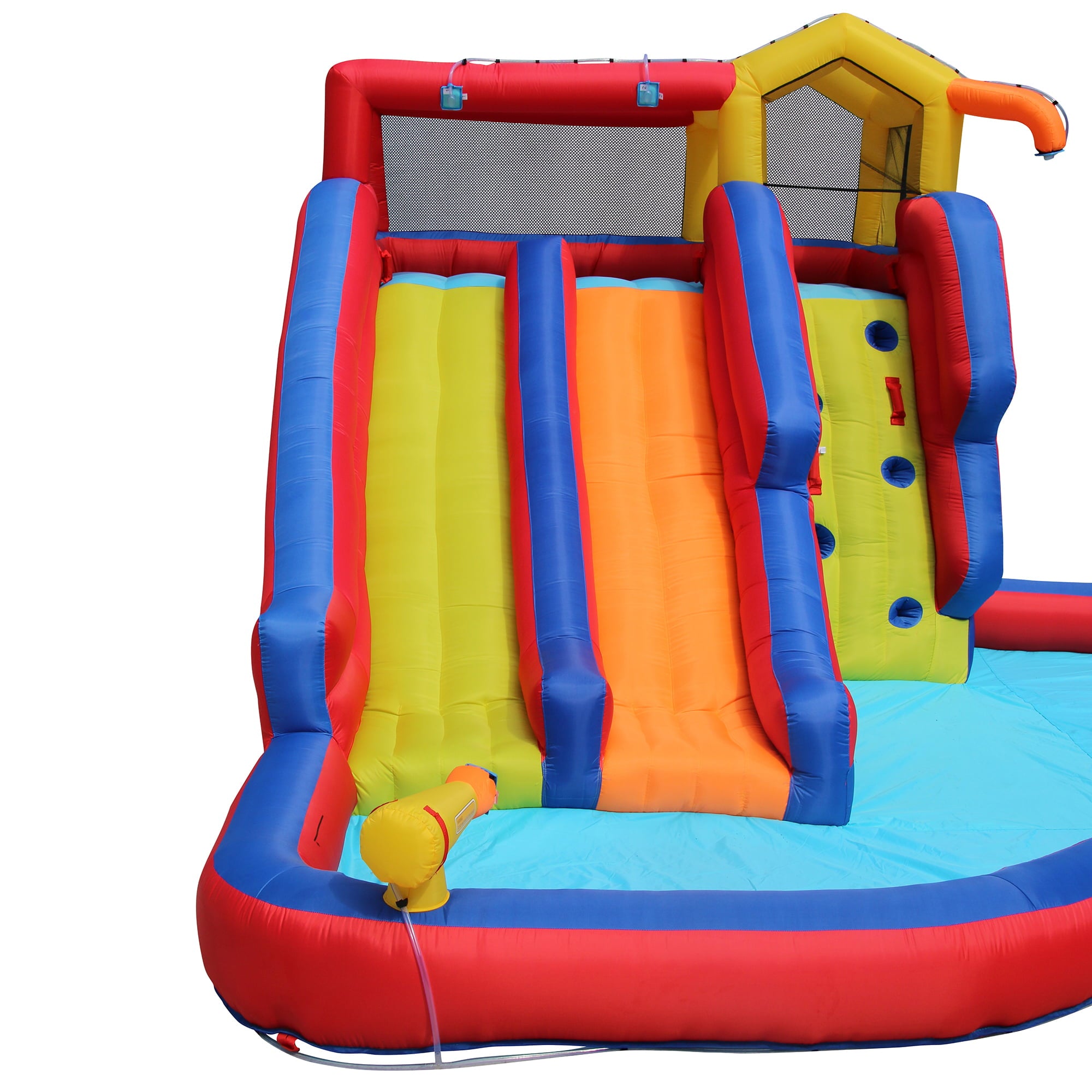 Banzai Twin Falls Kids Giant Colorful Outside Inflatable Water Park Bounce House