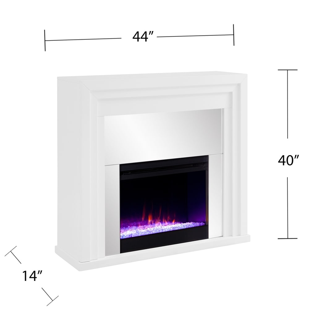 SEI Furniture Modern White Wood Color Changing LED Fireplace