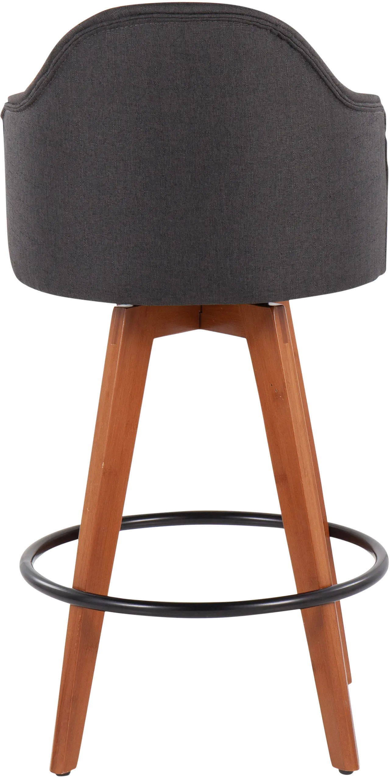 Ahoy Swiveling Gray Counter Stool with Walnut Legs， Set of 2