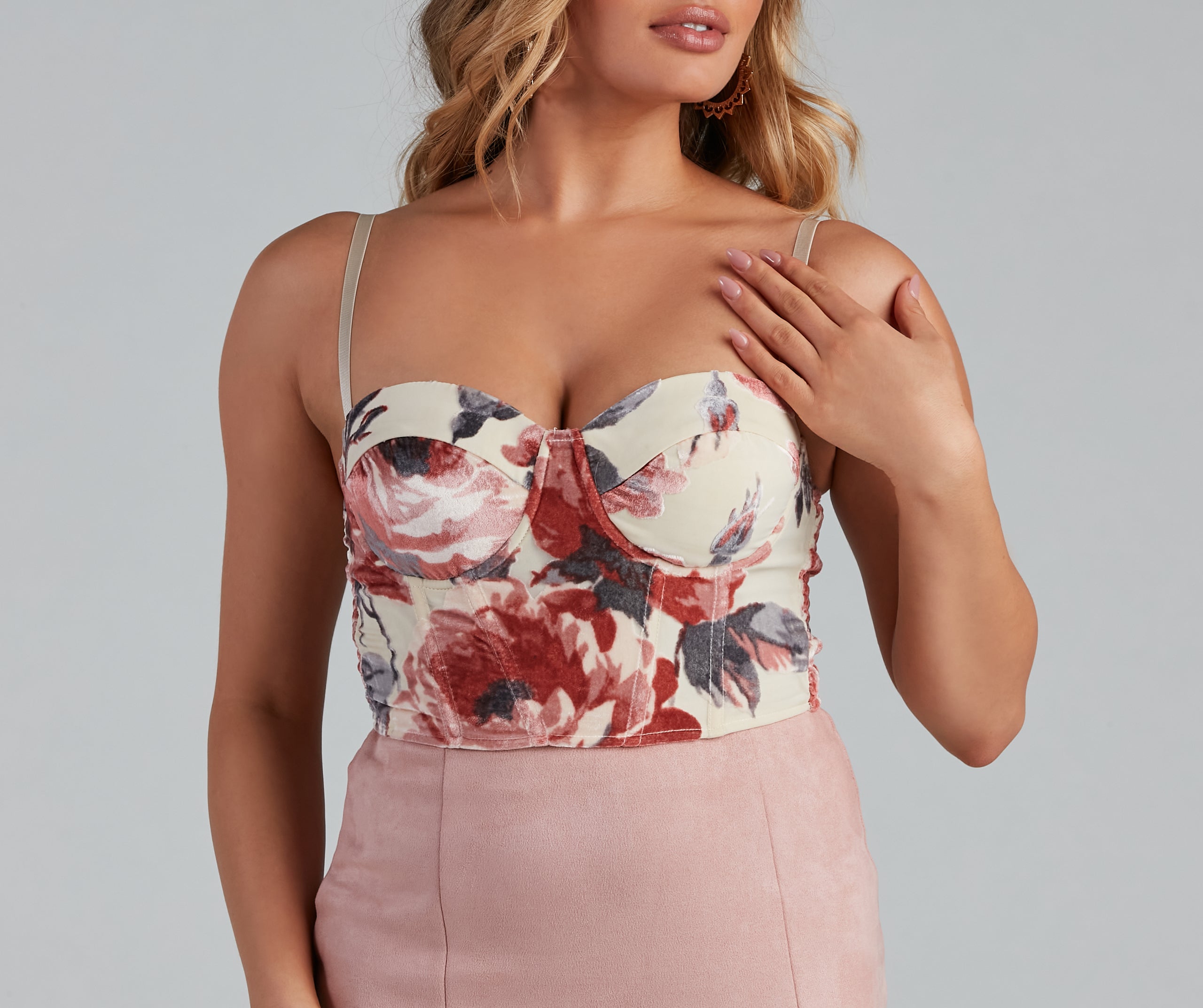 All For Florals Velvet Burnout Bustier