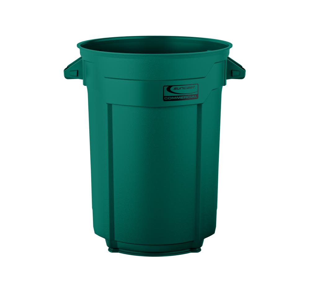 Plastic Utility Trash Can ; 55 Gallon， Green