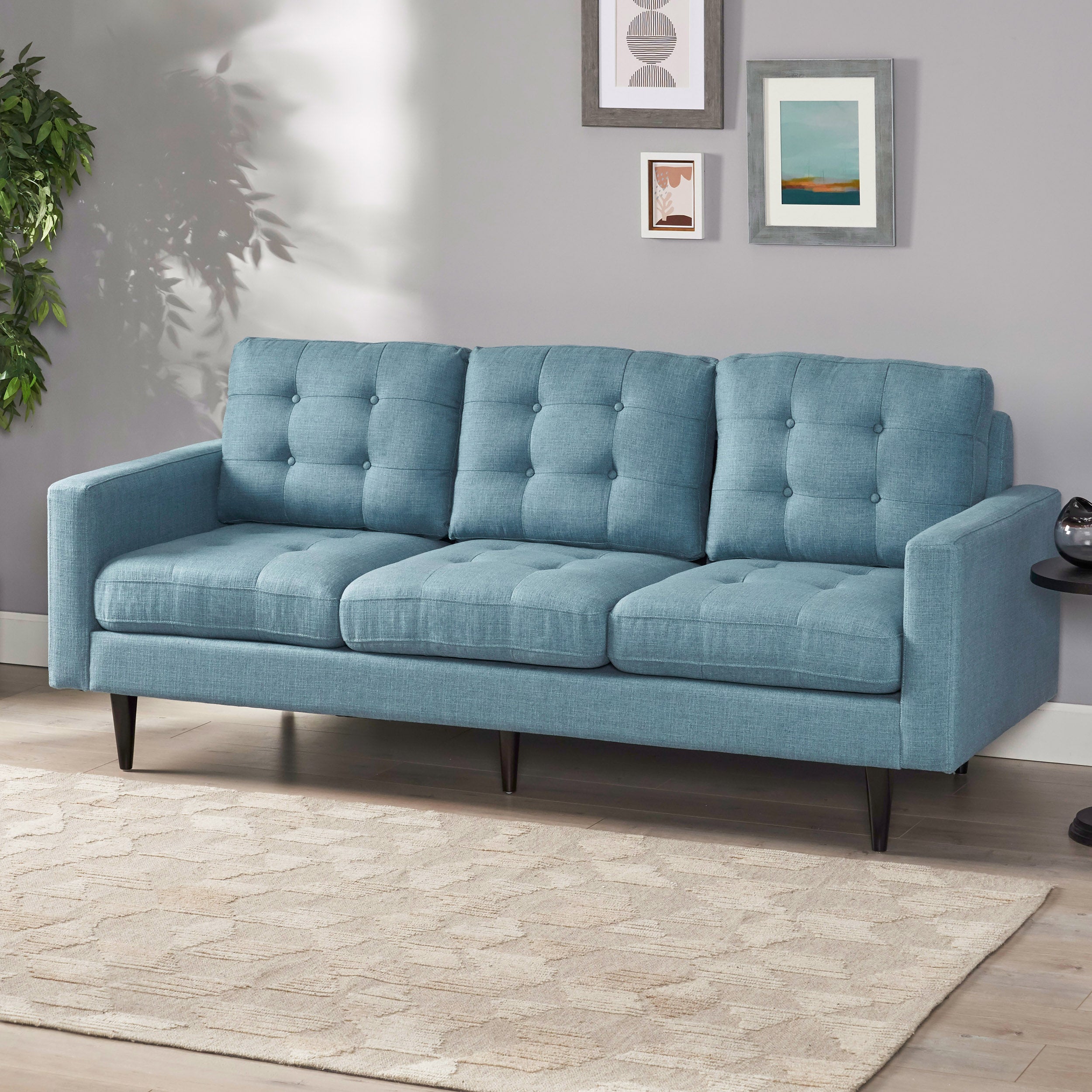 Ayumi Contemporary Tufted Fabric 3 Seater Sofa