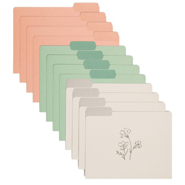 U Brands 12ct File Folders Floral Line Art