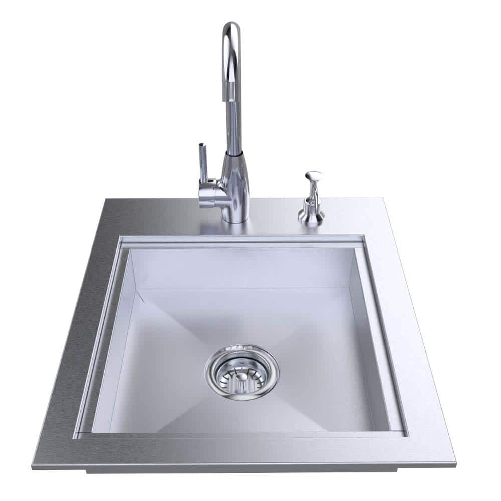 Sunstone Designer 20.5 in. W x 22.25 in. D x 5 in. Stainless Steel Build-In Sink with Cover and Faucet ADA Compliant ADASK20