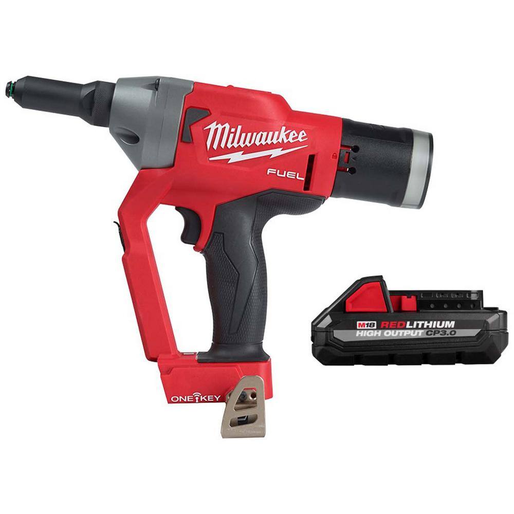 MW M18 FUEL ONE-KEY 18-Volt Lithium-Ion Cordless Rivet Tool w3.0 ah Battery 2660-20-48-11-1835