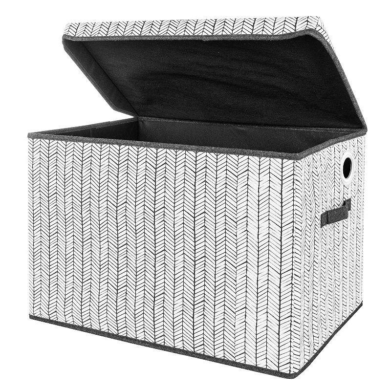 Sammy and Lou Herringbone Gray and White Felt Toy Box