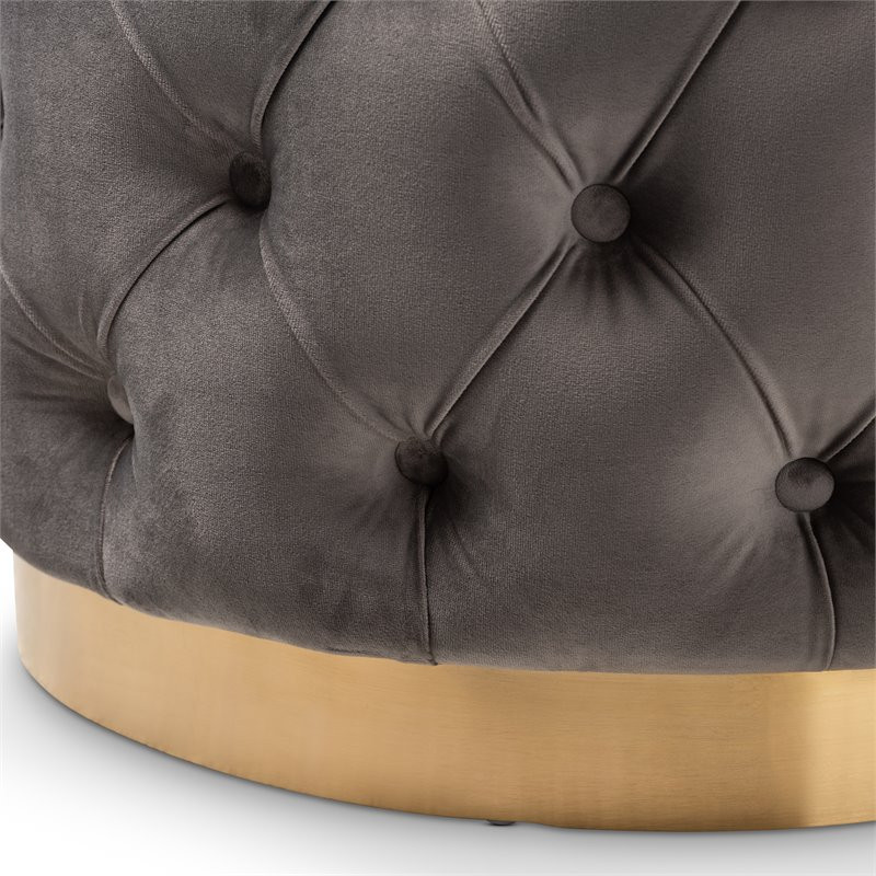 Baxton Studio Valeria Modern Tufted Velvet Ottoman in Gray and Gold   Contemporary   Footstools And Ottomans   by HedgeApple  Houzz