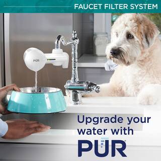 PUR Plus Horizontal Faucet Mount Water Filtration System in Matte White PFM244W