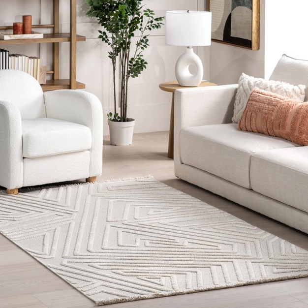 Nuloom Isabeau Modern Geometric High low Fringe Area Rug