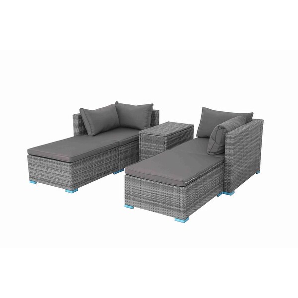 5piece Patio Furniture Wicker Sectional Sofa Set with Cushions