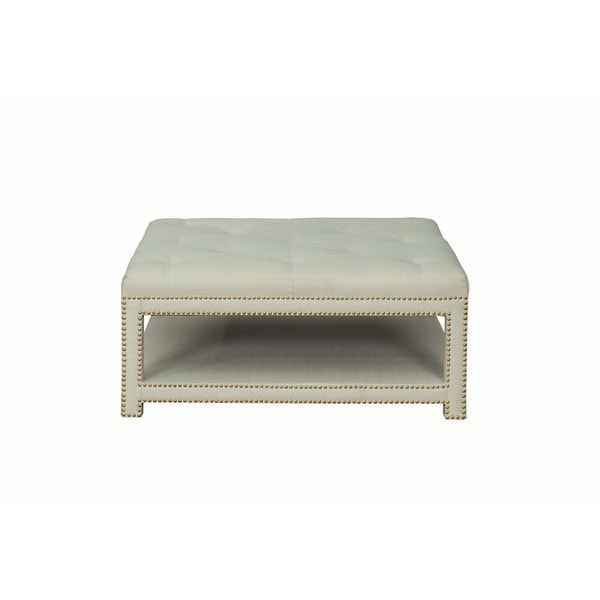 Chic Home Micah Coffee Table Ottoman in a 2-Layered Tufted Linen Bench