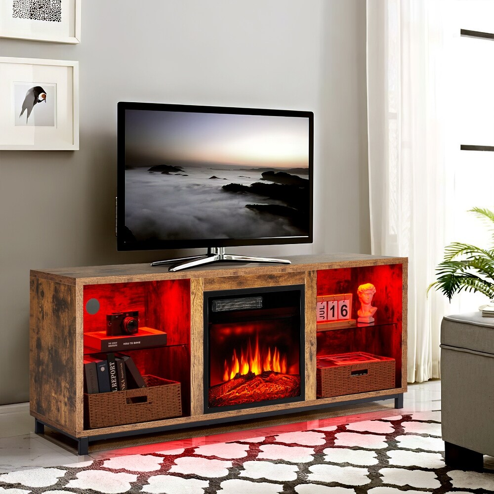 58 Inch Electric Fireplace TV Stand with an 18\