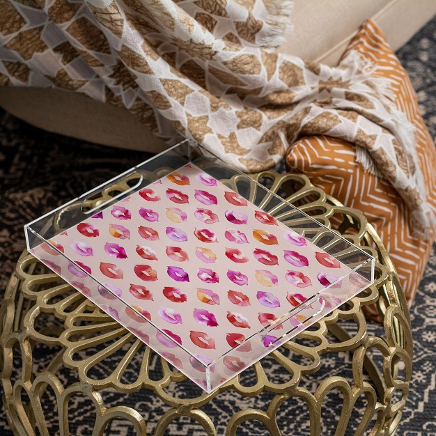 Ninola Design Sweet Pink Lips Acrylic Tray Deny Designs