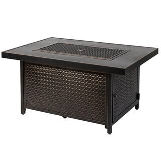 Fire Sense Weyland 48 in. x 24 in. Rectangle Aluminum LPG Fire Pit Table in Antique Bronze 62750