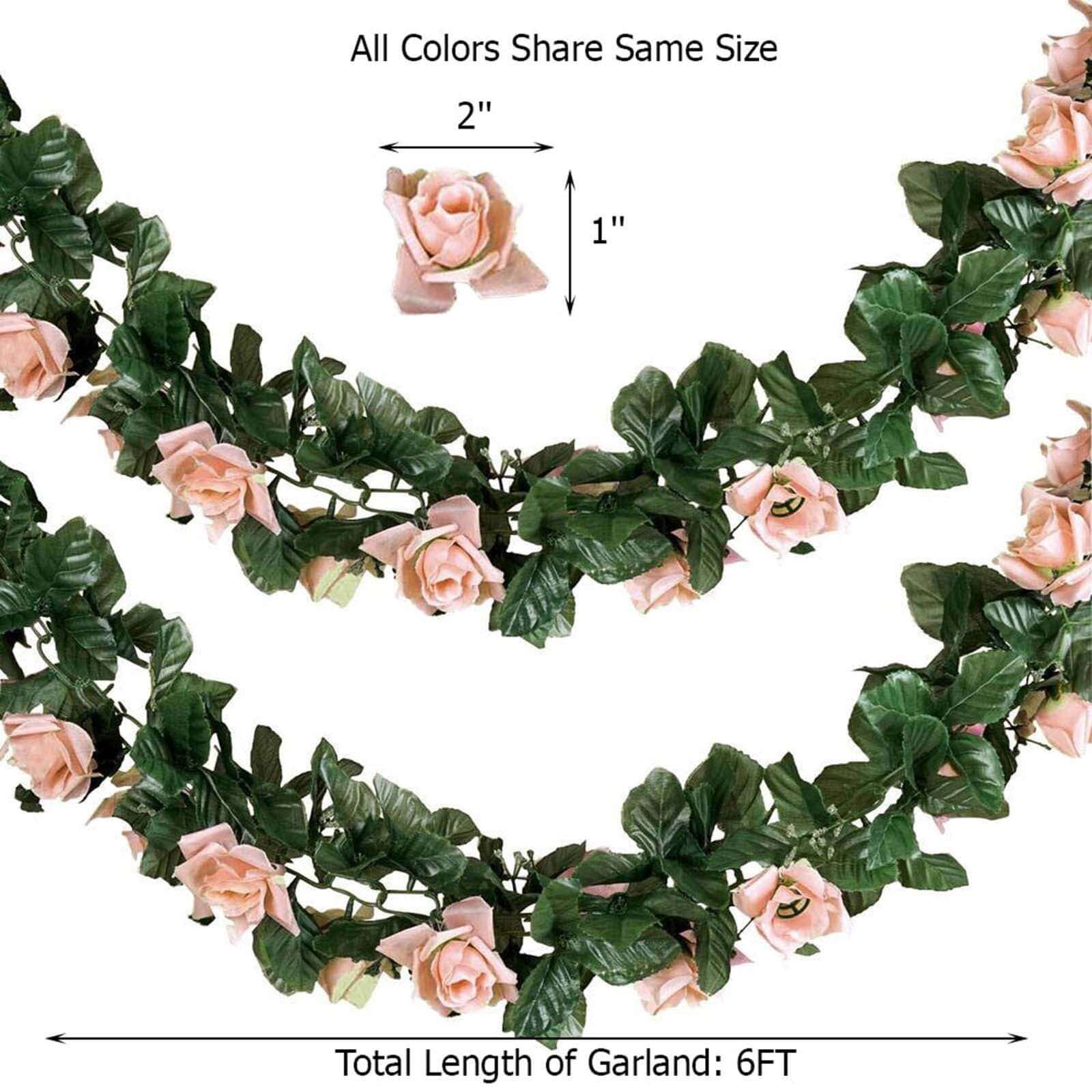 Dusty Rose Artificial Silk Rose Garland UV Protected Flower Chain 6ft