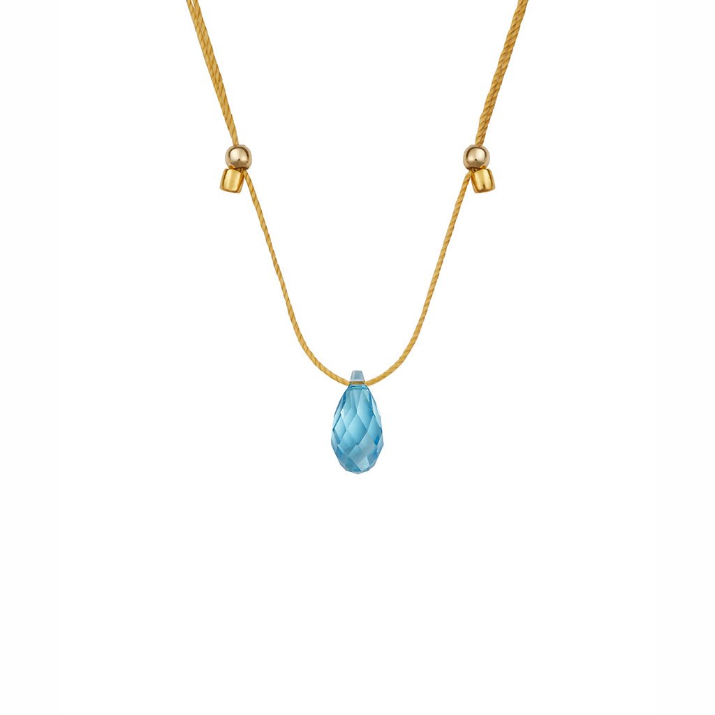 &Livy  Hyevibe Crystal Silk Slider Necklace in Aqua