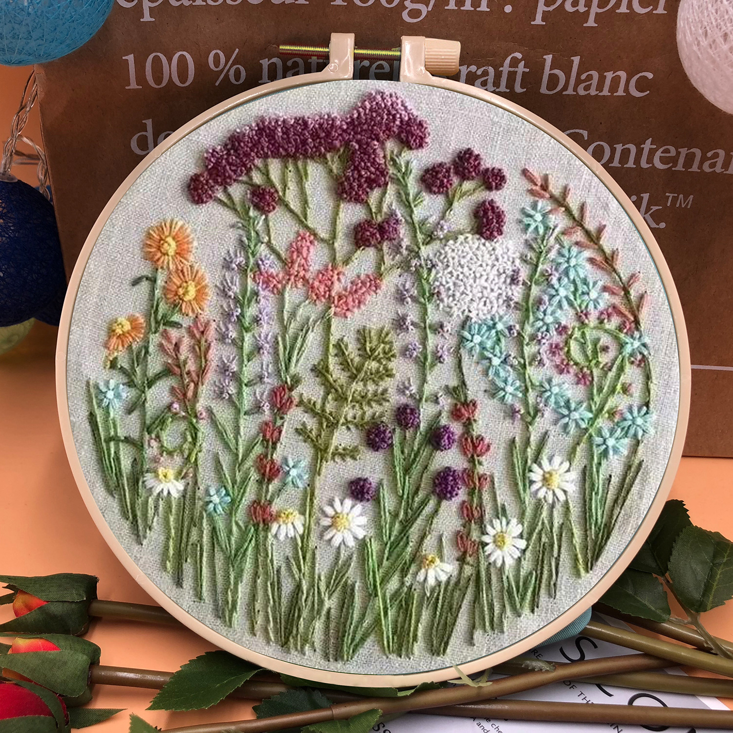 47% OFF - Perfect Gift - Embroidery  Hoop Flower Kit for Beginner