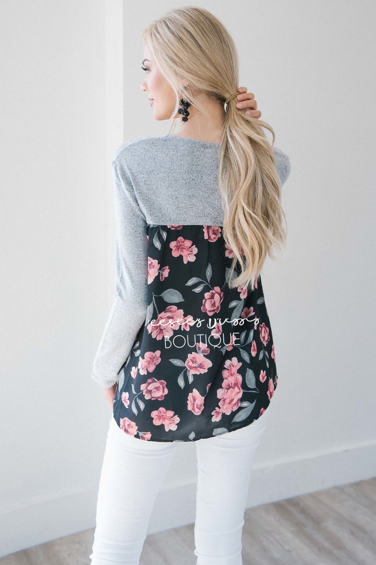 The Camellia Floral Contrast Back Top