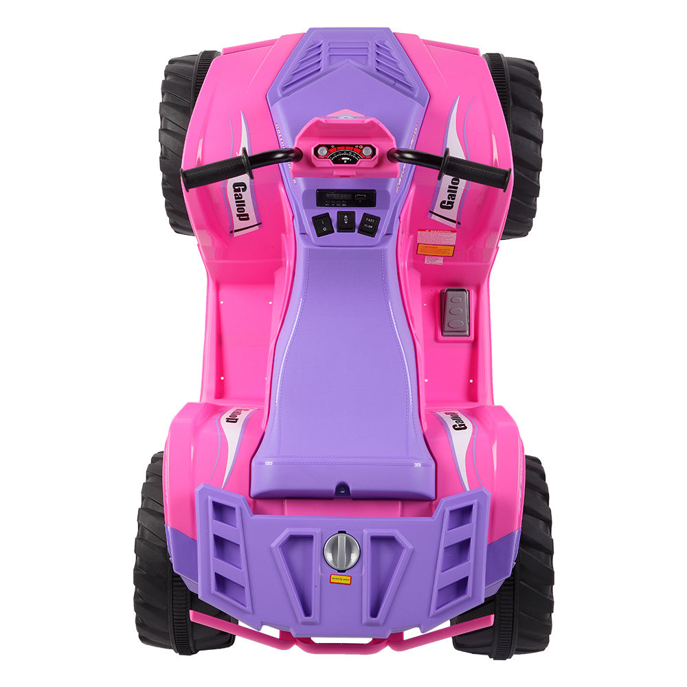 12V Battery-Powered Ride-On for Kids Electric 4-Wheeler Quad ATV Ride On Toy w/ Music Horn LED Lights 2 Speeds for Boys Girls Ages 3-7, Pink