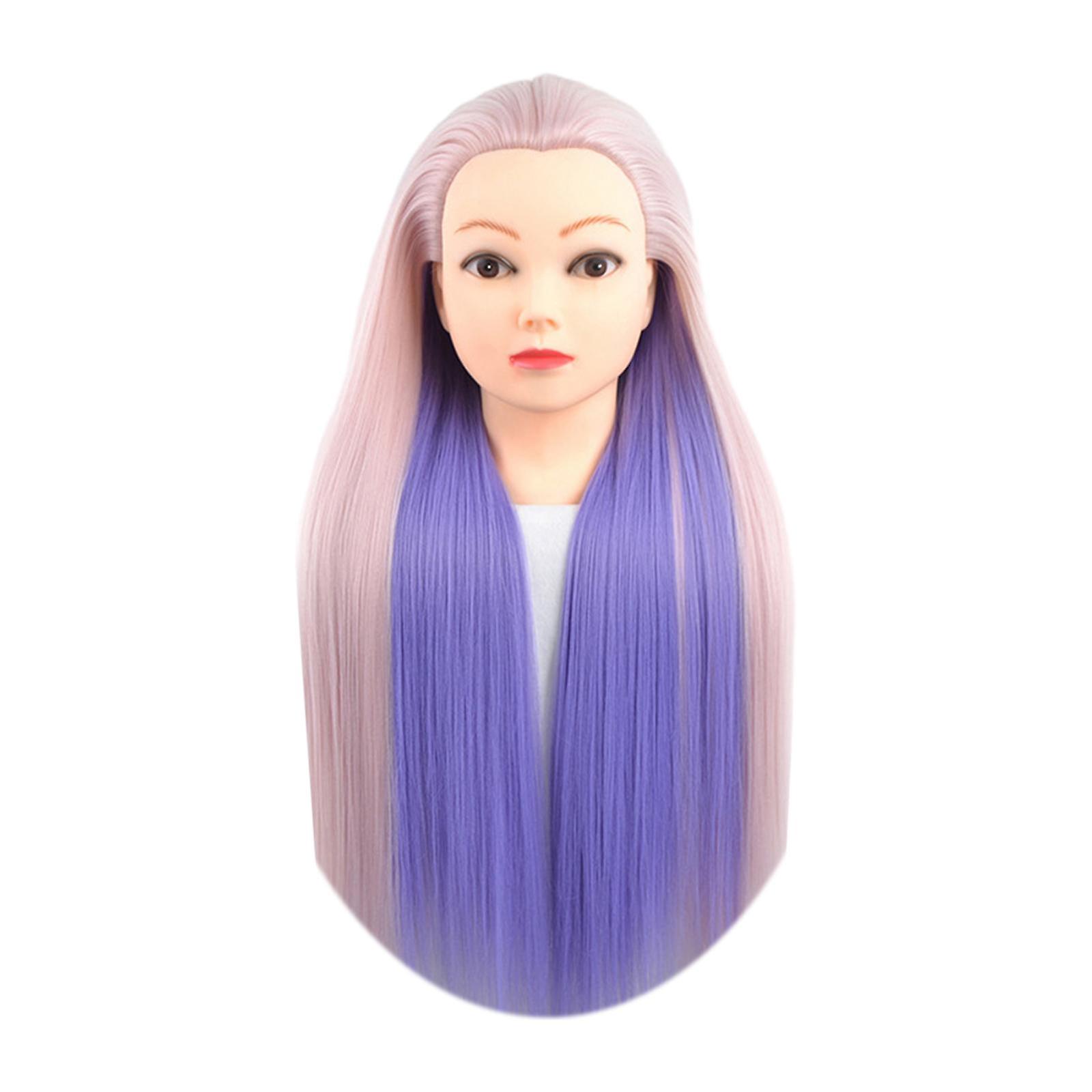 Manikin Cosmetology Doll Head Mannequin Head For Hair Curling Winding Makeup Violet Pink