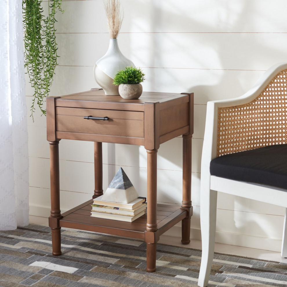 Danson One Drawer Accent Table Brown   Traditional   Side Tables And End Tables   by AED Luxury Home Decor  Houzz