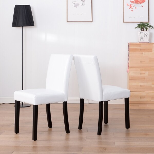 Leatherette Dining Chairs Solid Wood Set of 2