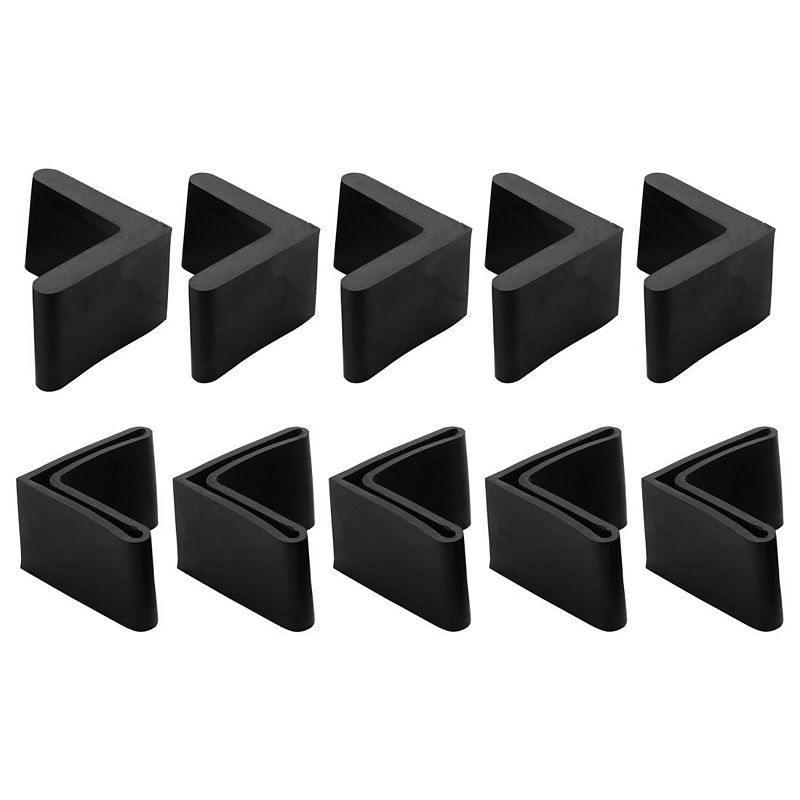 10 Pcs 1.7 x 1.7 Furniture Angle Iron Foot Pads Black Rubber Covers