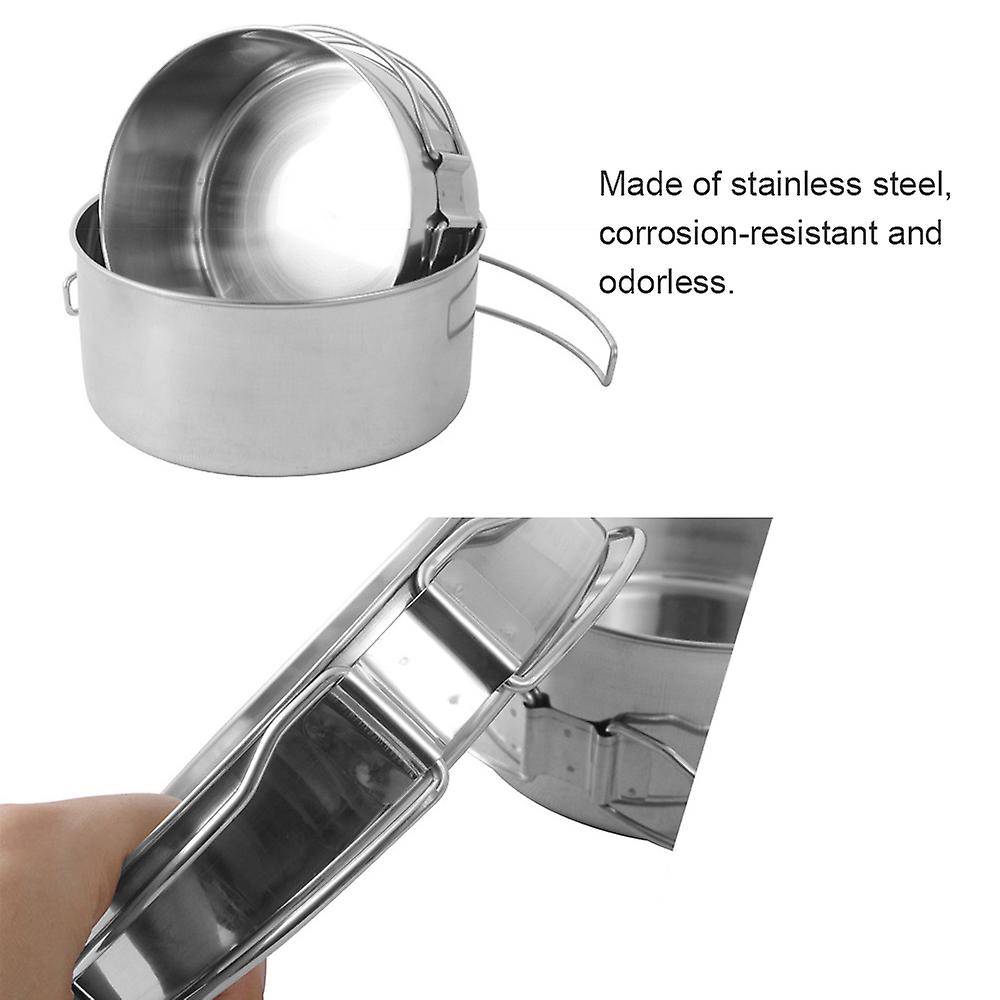 8pcs Outdoor Pan Set Stainless Steel Stacking Pots Hiking Pot Camping Cookware Non-stick Picnic Cooking Bowl Pot Kit