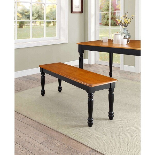 Autumn Lane Farmhouse Solid Wood Dining Bench， Black and Natural Finish